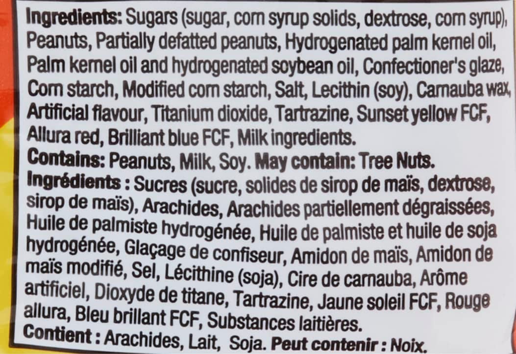 Reese's Pieces Peanut Peg Bag, 104g/3.7oz. Bag Ingredients